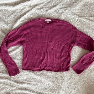 Treasure & Bond Long Sleeve Ribbed Top - Magenta